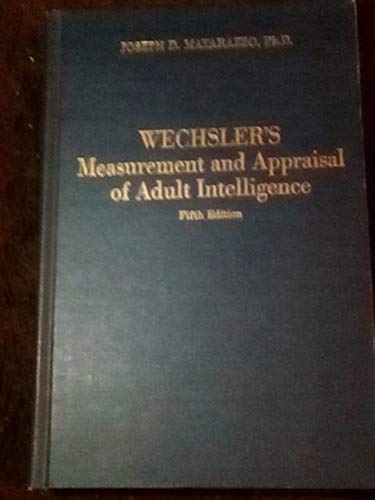 9780195022964: Wechsler's Measurement and Appraisal of Adult Intelligence