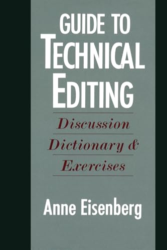 Imagen de archivo de Guide to Technical Editing: Discussion, Dictionary, and Exercises a la venta por Wonder Book