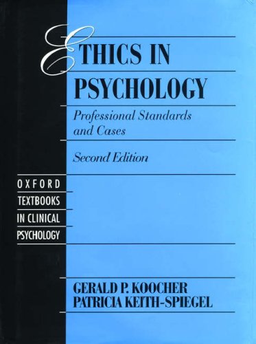 Beispielbild fr Ethics in Psychology : Professional Standards and Cases zum Verkauf von Better World Books