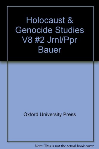 Beispielbild fr Holocaust and Genocide Studies: Volume 8: No. 2 zum Verkauf von Dunaway Books