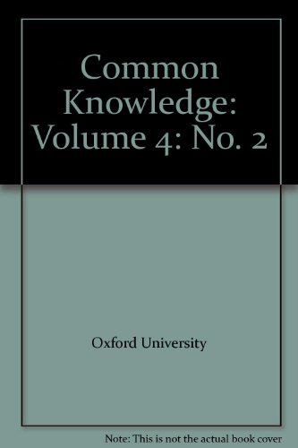 9780195098082: Common Knowledge: Volume 4: No. 2