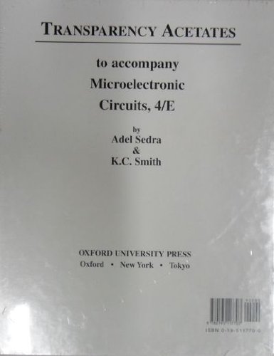 Beispielbild fr TRANSPARENCY ACETATES TO ACCOMPANY MICROELECTRONIC CIRCUITS, 4th EDITION. zum Verkauf von Cambridge Rare Books