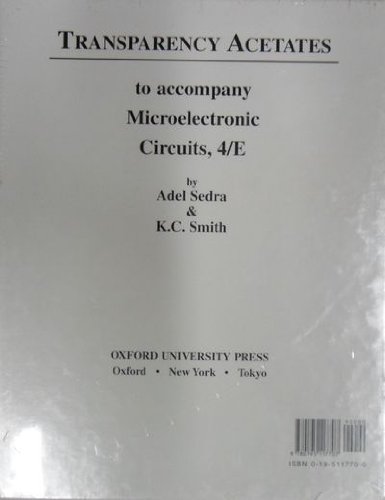 Imagen de archivo de TRANSPARENCY ACETATES TO ACCOMPANY MICROELECTRONIC CIRCUITS, 4th EDITION. a la venta por Cambridge Rare Books