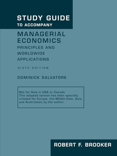 9780195326987: Study Guide to Accompany "Managerial Economics: Principles and Worldwide Applications, 6e" by Dominick Salvatore