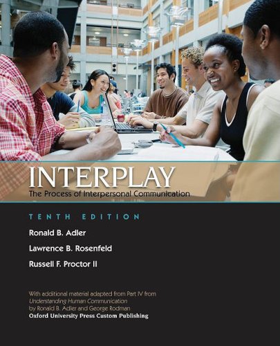 Beispielbild fr Interplay, The Process of Interpersonal Communication [Custom] zum Verkauf von HPB-Red