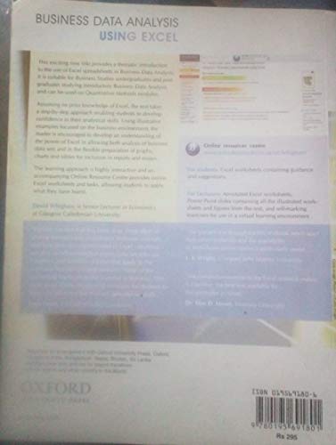9780195691801: Business Data Analysis Using Excel