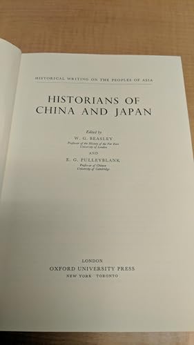 Imagen de archivo de Historians of China and Japan (Historical Writing on the Peoples of Asia) a la venta por Better World Books