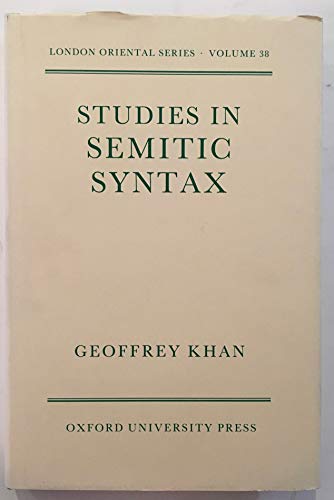 Beispielbild fr Studies in Semitic Syntax (London Oriental Series, Volume 38) zum Verkauf von Henry Stachyra, Bookseller