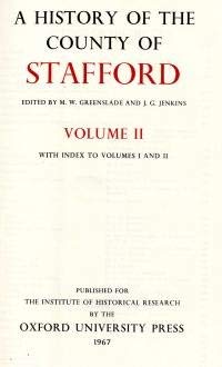 Imagen de archivo de A History of the County of Stafford: Volume II with index to Volumes I and II (Victoria County History) a la venta por Brook Bookstore