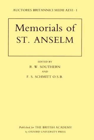 Beispielbild fr Memorials of St Anselm (Auctores Britannici Medii Aevi) zum Verkauf von WorldofBooks