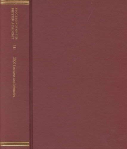 Proceedings of the British Academy 111: 2000 Lectures and Memoirs.