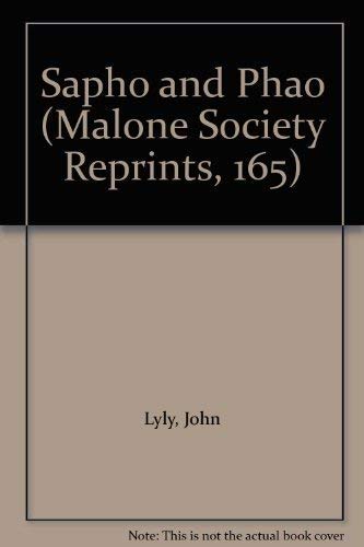 Stock image for Sapho and Phao (Malone Society Reprints) for sale by Concordia Books