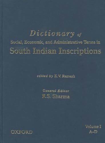 Beispielbild fr Dictionary of Social, Economic, and Administrative Terms in South Indian Inscriptions zum Verkauf von Blackwell's
