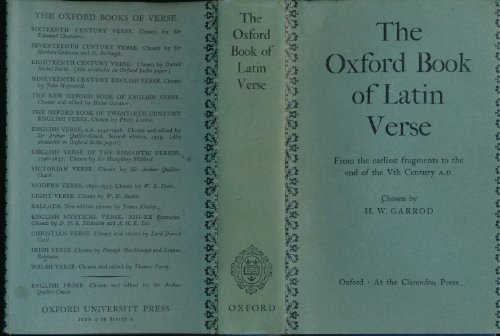 Stock image for Oxford Book of Latin Verse from the Earliest Fragments for sale by Wonder Book