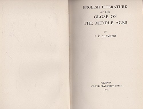 Stock image for English Literature at the Close of the Middle Ages for sale by Better World Books