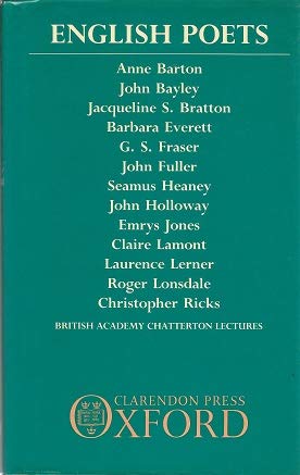 Stock image for English Poets: British Academy Chatterton Lectures for sale by Row By Row Bookshop