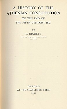 Imagen de archivo de History of the Athenian Constitution to the End of the Fifth Century, B.C a la venta por Better World Books