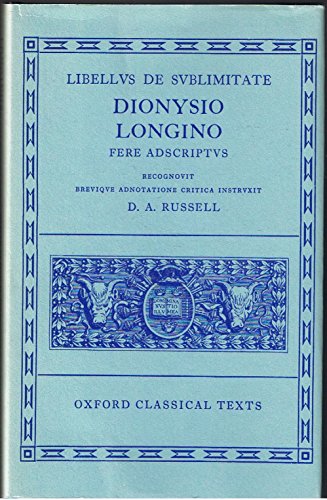 Beispielbild fr Longinus Libellus De Sublimitate: Dionysio Longino Fere Adscriptvs zum Verkauf von Anybook.com