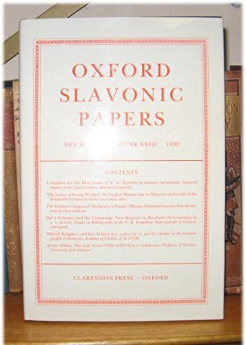 Stock image for Oxford Slavonic Papers: New Series: Volume XXIII: 1990 for sale by PsychoBabel & Skoob Books