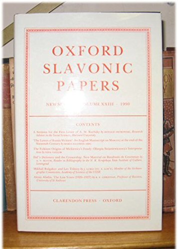 Oxford Slavonic Papers (Oxford Slavonic Papers New Series) (9780198151678) by Foote, I. P.; Smith, G. S.