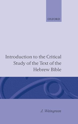 9780198154532: Introduction to the Critical Study of the Hebrew Bible