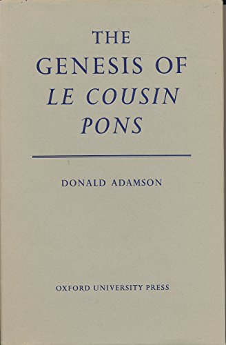 Stock image for The Genesis of 'Le Cousin Pons'. for sale by G. & J. CHESTERS