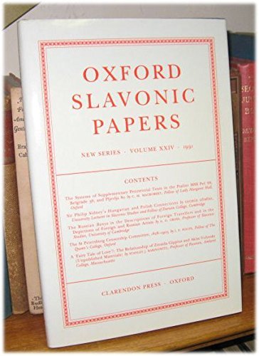 Stock image for Oxford Slavonic Papers: New Series: Volume XXIV: 1991 for sale by PsychoBabel & Skoob Books