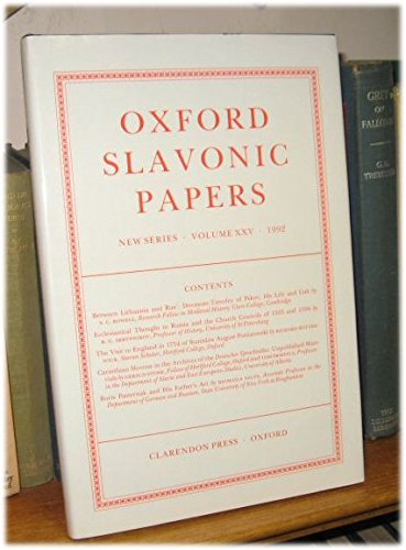 Stock image for Oxford Slavonic Papers: New Series: Volume XXV: 1992 for sale by PsychoBabel & Skoob Books