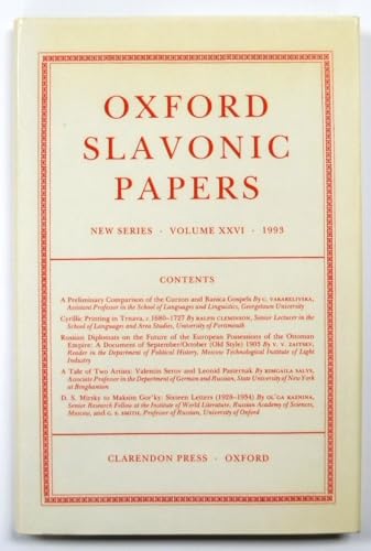 Immagine dell'editore per Oxford Slavonic Papers. New Series Volume XXVI. venduto da Elaine Beardsell