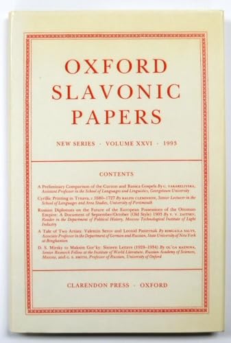 Stock image for Oxford Slavonic Papers. New Series Volume XXVI. for sale by Elaine Beardsell