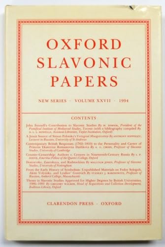 9780198156727: Oxford Slavonic Papers: v.27: New Series