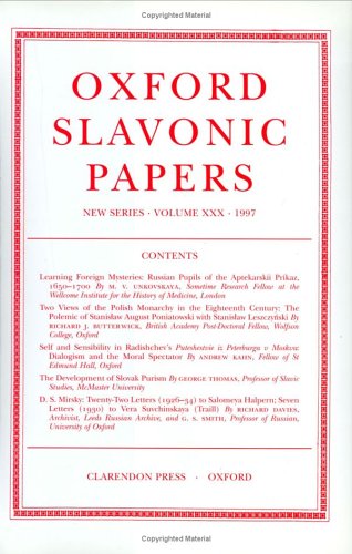 Stock image for Oxford Slavonic Papers: New Series for sale by Prometei Books