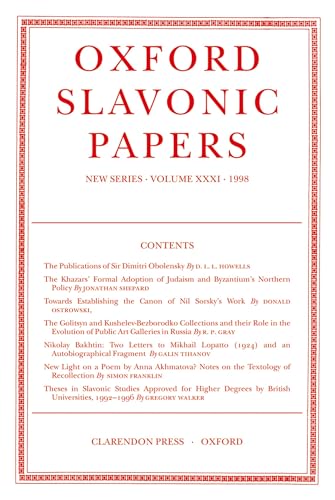 9780198159667: Volume XXXI (1998): New Series Volume XXXI (1998): 31 (Oxford Slavonic Papers)