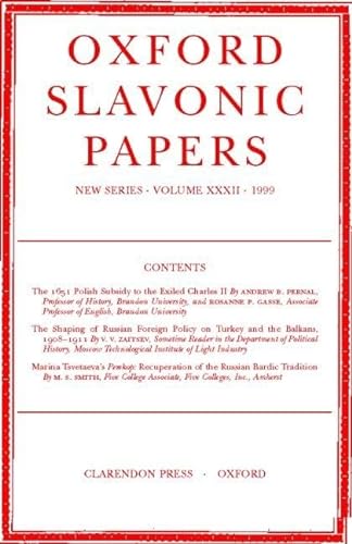 Stock image for Oxford Slavonic Papers, New Series: Volume XXXII (1999) for sale by Alplaus Books