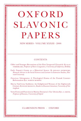 Stock image for OXFORD SLAVONIC PAPERS: NEW SERIES; VOLUME XXX111. for sale by Cambridge Rare Books