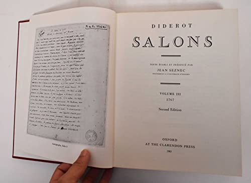 Diderot: Salons, 1767 (9780198173724) by Seznec, Jean