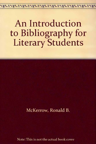 9780198181033: Introduction to Bibliography for Literary Students