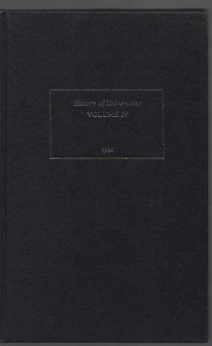 Beispielbild fr History of Universities: Volume IV (History of Universities Series) zum Verkauf von Wonder Book