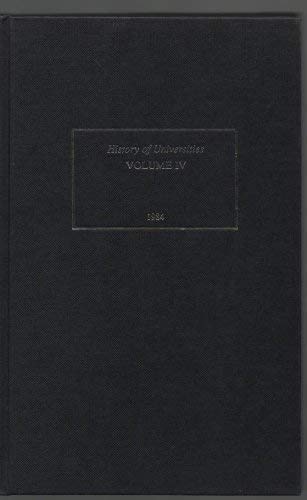 Imagen de archivo de History of Universities: Volume IV (History of Universities Series) a la venta por Wonder Book