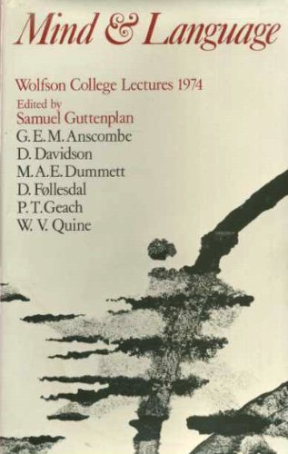 Beispielbild fr MIND AND LANGUAGE Wolfson College Lectures 1974 zum Verkauf von Douglas Books