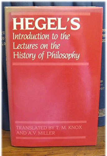 Beispielbild fr Introduction to the Lectures on the History of Philosophy zum Verkauf von Better World Books Ltd