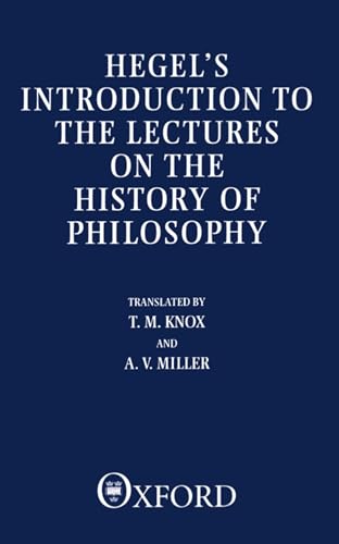 Imagen de archivo de Introduction to the Lectures on the History of Philosophy a la venta por Better World Books