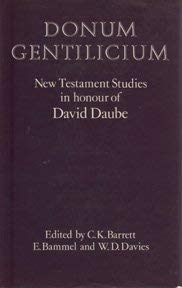 Imagen de archivo de Donum Gentilicum: New Testament Studies in Honour of David Daube a la venta por WorldofBooks