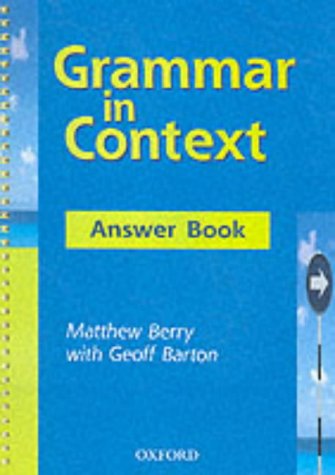 Imagen de archivo de Grammar in Context: Answer Book a la venta por Greener Books
