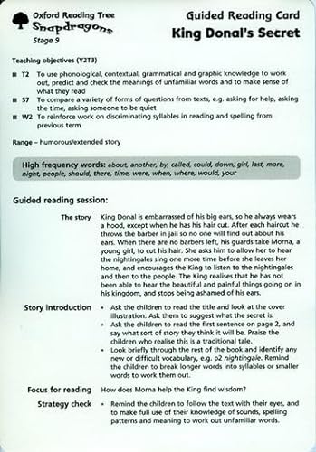Oxford Reading Tree: Stage 9: Snapdragons: Guided Reading Cards (6 Per Pack) (9780198455950) by Bickler, Shirley; Howell, Gill
