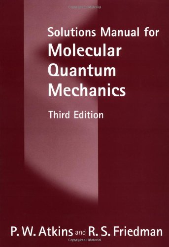 Imagen de archivo de Solutions Manual for Molecular Quantum Mechanics a la venta por HPB-Red