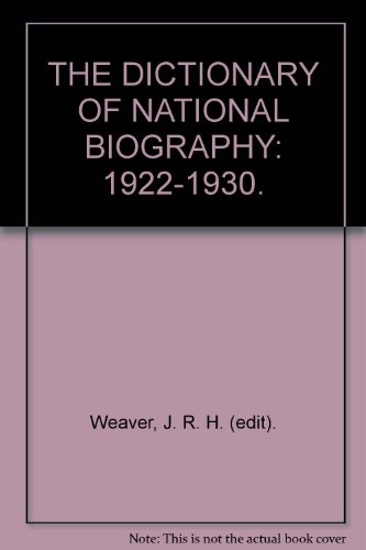 Dictionary of National Biography, 1922-1930