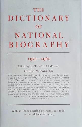 Imagen de archivo de Dictionary of National Biography: 7th Supplement: 1951-1960 (Dictionary of National Biography Supplement) a la venta por Library House Internet Sales