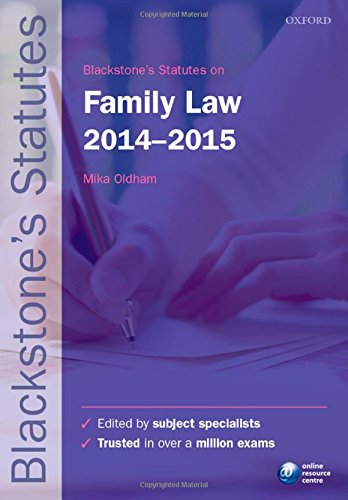 Beispielbild fr Blackstone's Statutes on Family Law 2014-2015 (Blackstone's Statute Series) zum Verkauf von AwesomeBooks