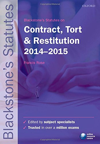 Beispielbild fr Blackstone's Statutes on Contract, Tort & Restitution 2014-2015 (Blackstone's Statute Series) zum Verkauf von AwesomeBooks